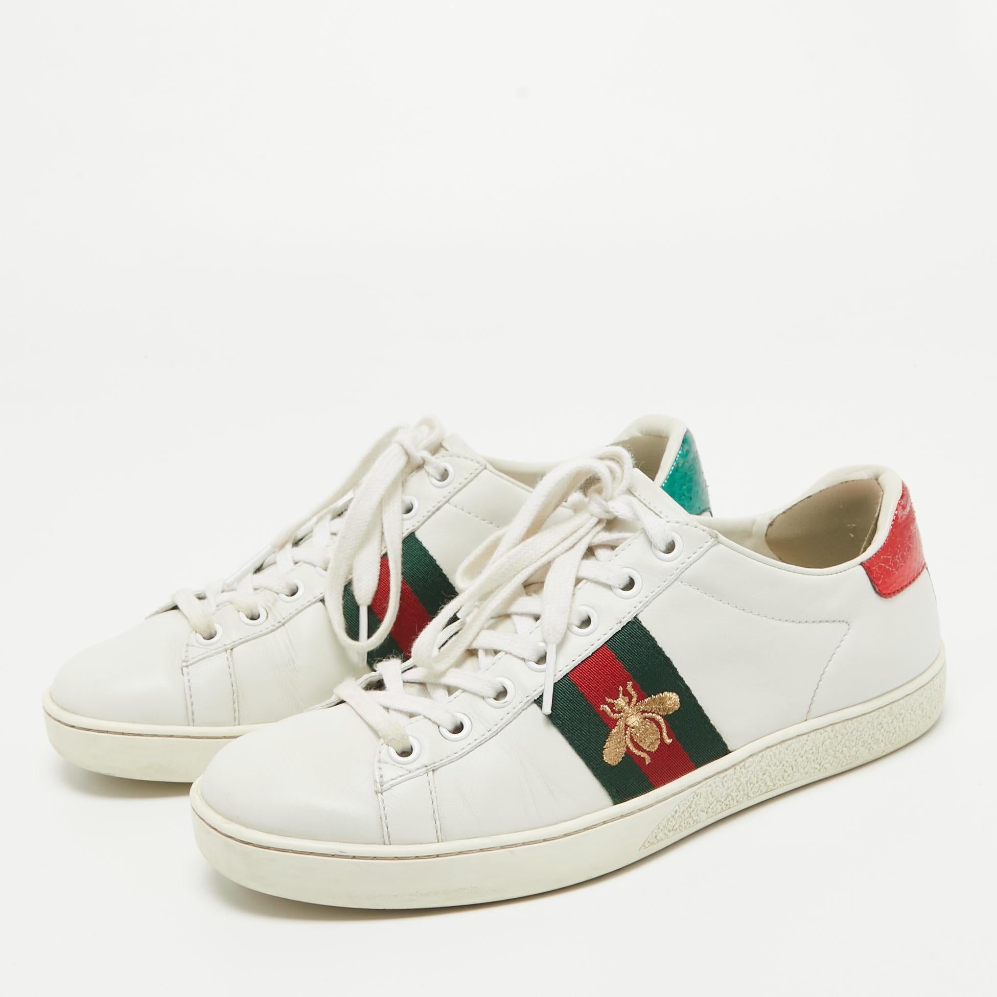 Gucci White Leather Ace Low Top Sneakers Size 37 1