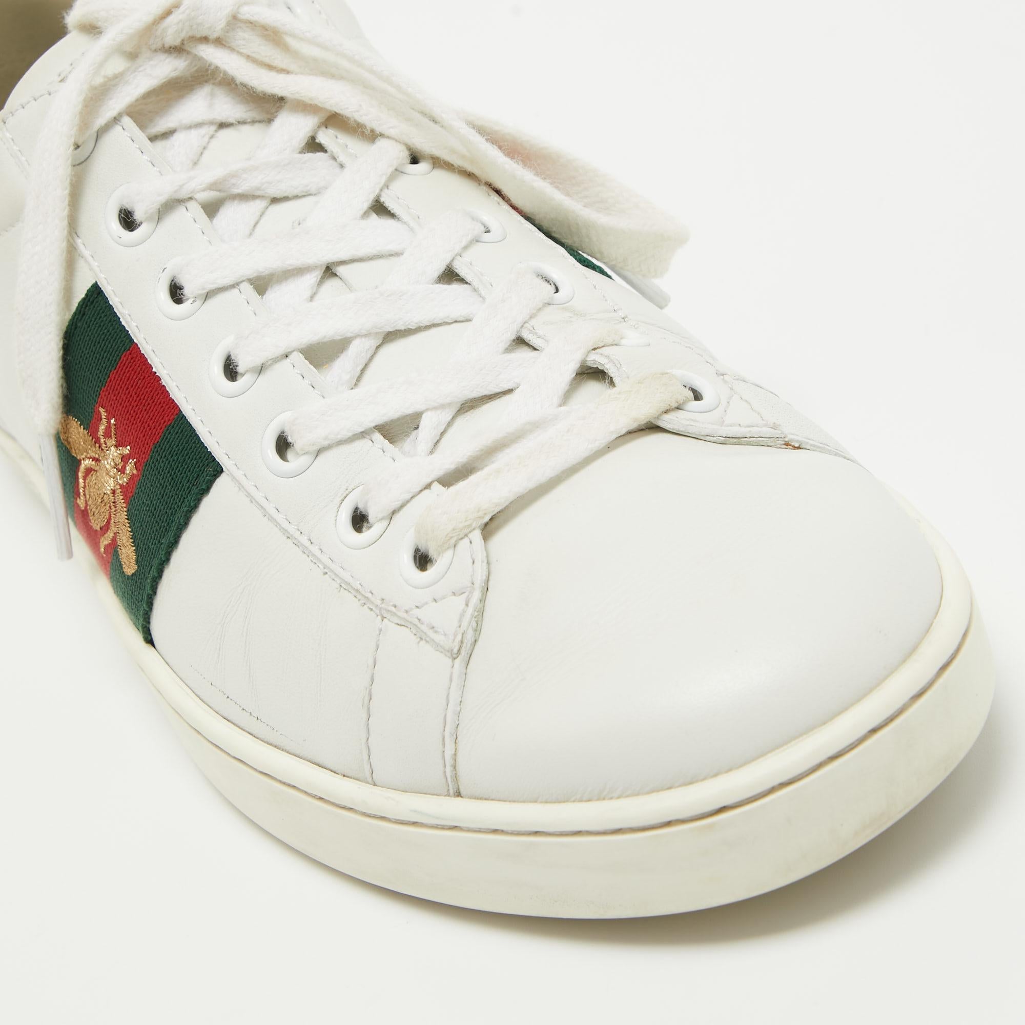 Gucci White Leather Ace Low Top Sneakers Size 37 4