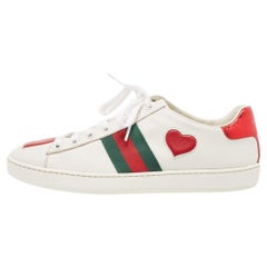 Gucci White Leather Ace Low Top Sneakers Size 37.5