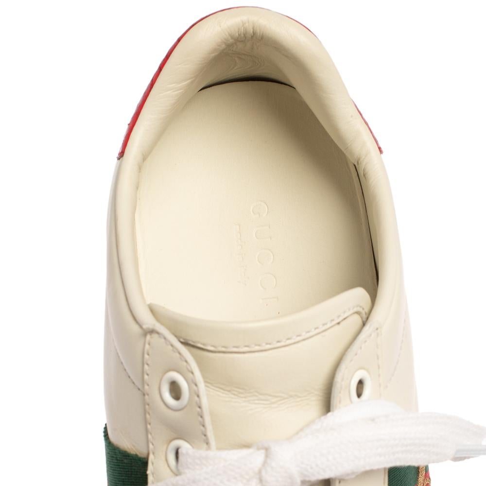 Women's Gucci White Leather Ace Low Top Sneakers Size 38