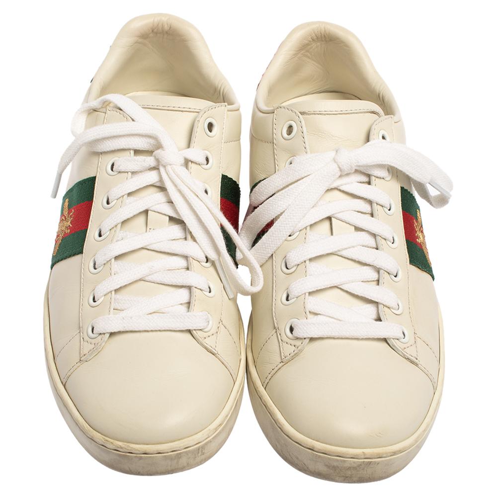 Gucci White Leather Ace Low Top Sneakers Size 38 4