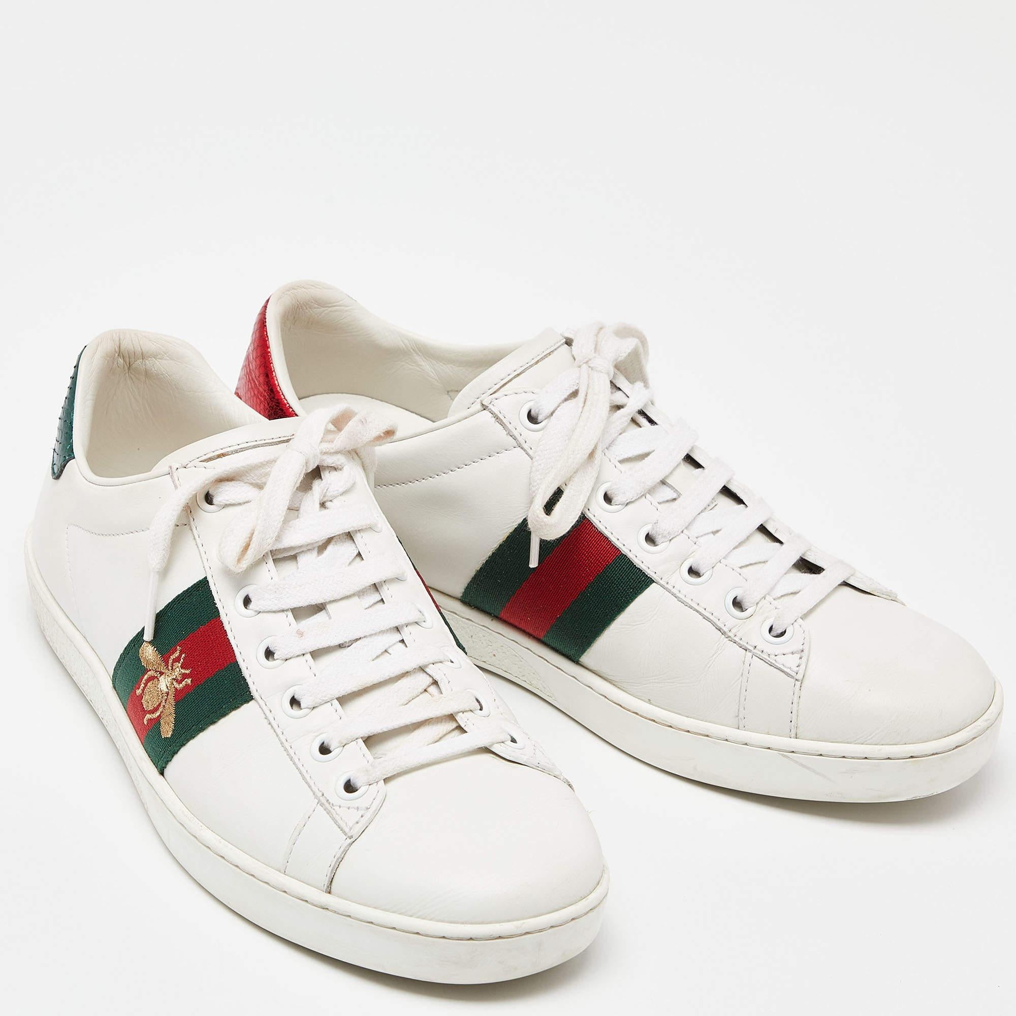 Gucci White Leather Ace Low Top Sneakers Size 38 3