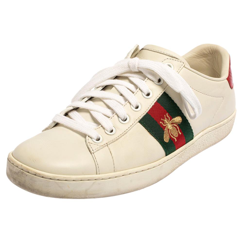 Gucci White Leather Ace Low Top Sneakers Size 39.5 at 1stDibs gucci