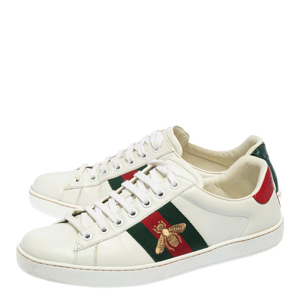 Gucci White Leather Ace Low Top Sneakers Size 40 1