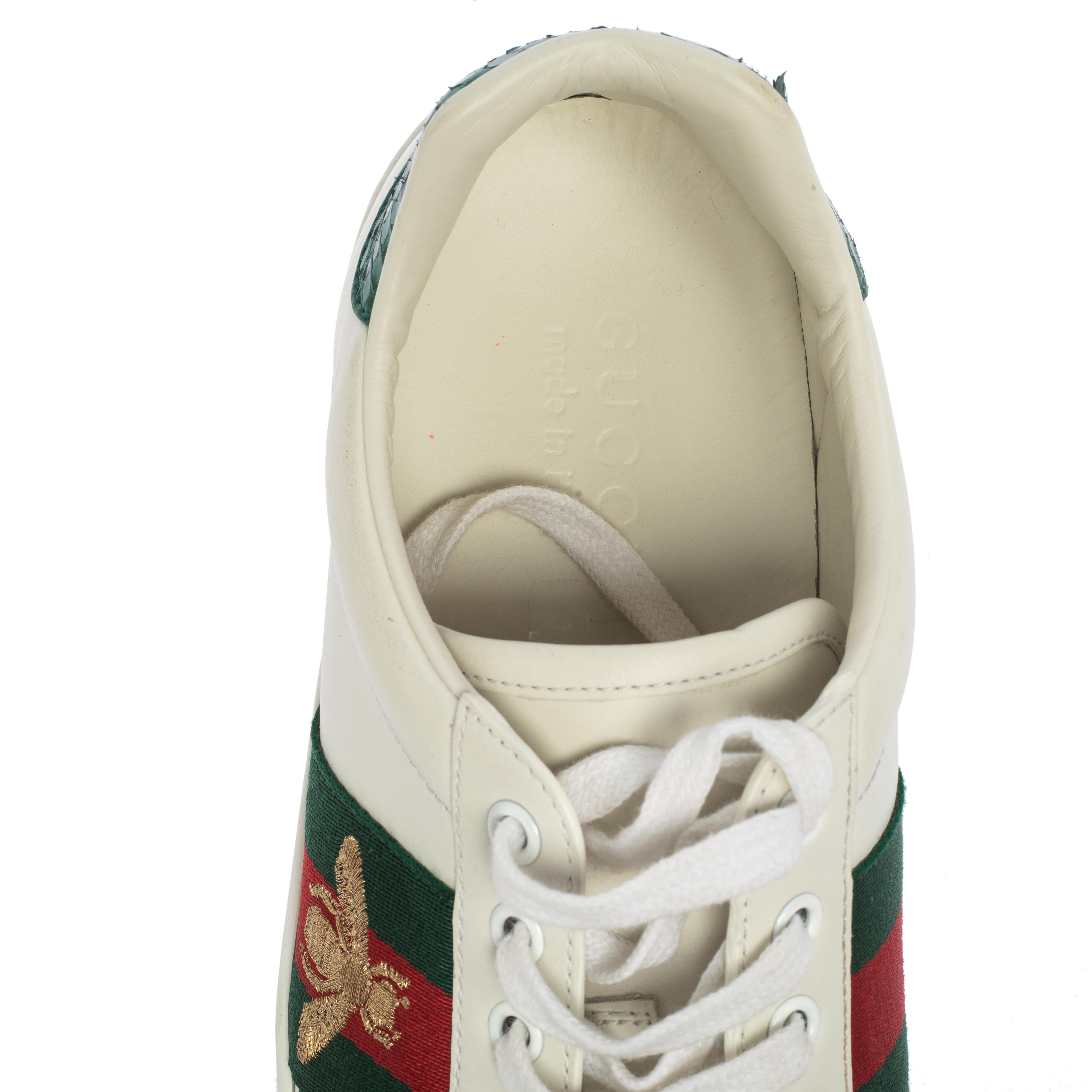 Gucci White Leather Ace Low Top Sneakers Size 40 2
