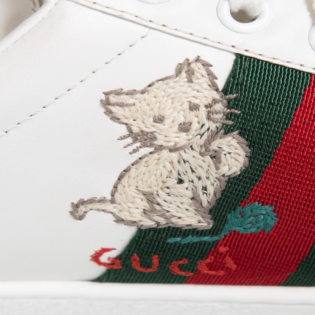 Women's Gucci White Leather Ace Patchwork Trainers Size IT 35.5 For Sale