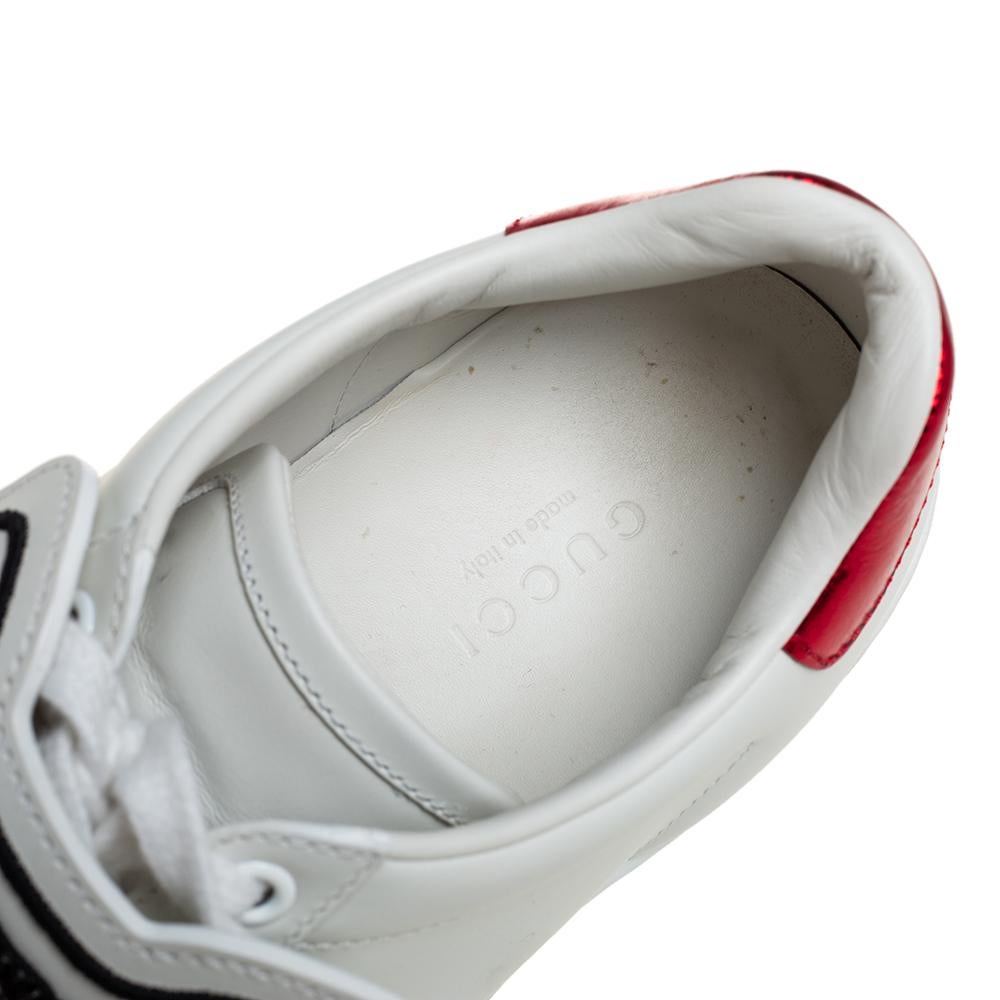 Gucci White Leather Ace Removable Patches Sneakers Size 35.5 In Good Condition In Dubai, Al Qouz 2