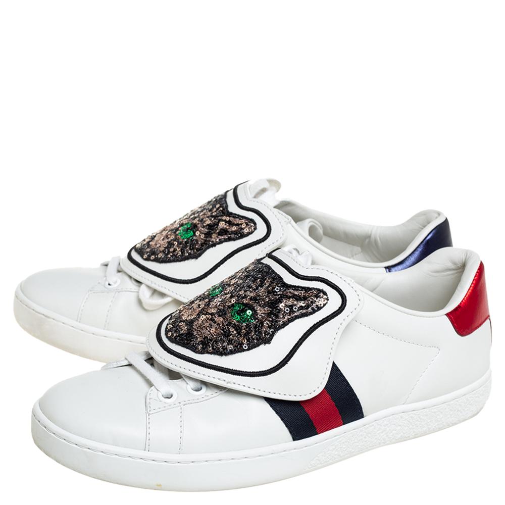 Women's Gucci White Leather Ace Removable Patches Sneakers Size 35.5