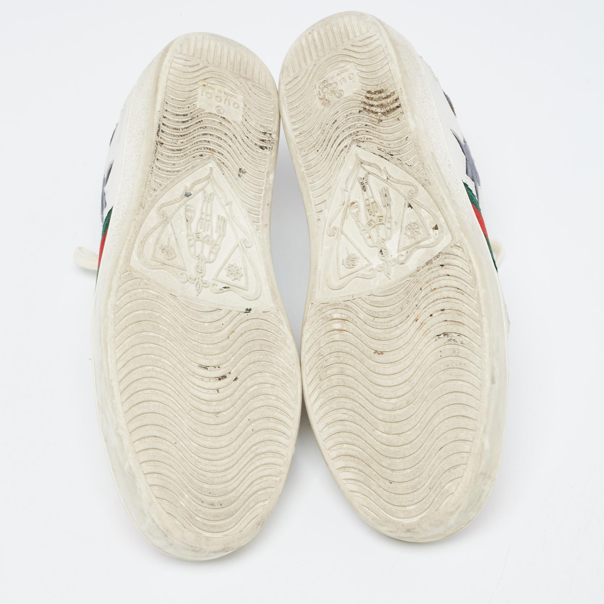 Women's Gucci White Leather Ace Stars Low Top Sneakers Size 37.5 For Sale