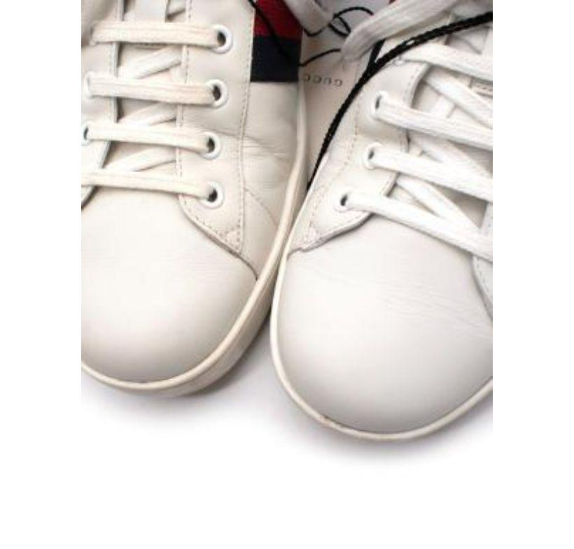 Gucci White Leather Ace Trainers with Lambs Fur Trim In Good Condition For Sale In London, GB