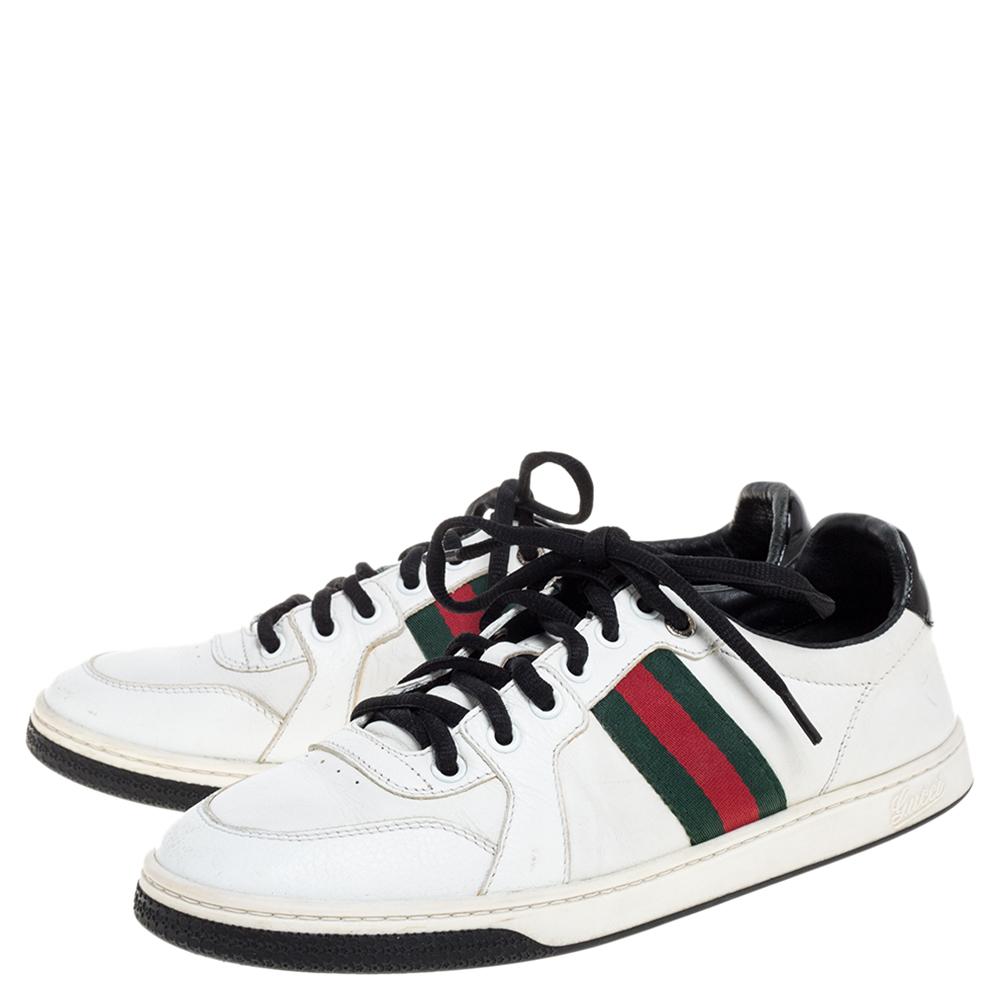 Gucci White Leather Ace Web Detail Low Top Sneakers Size 39 1