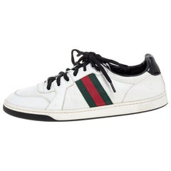 Gucci White Leather Ace Web Detail Low Top Sneakers Size 39