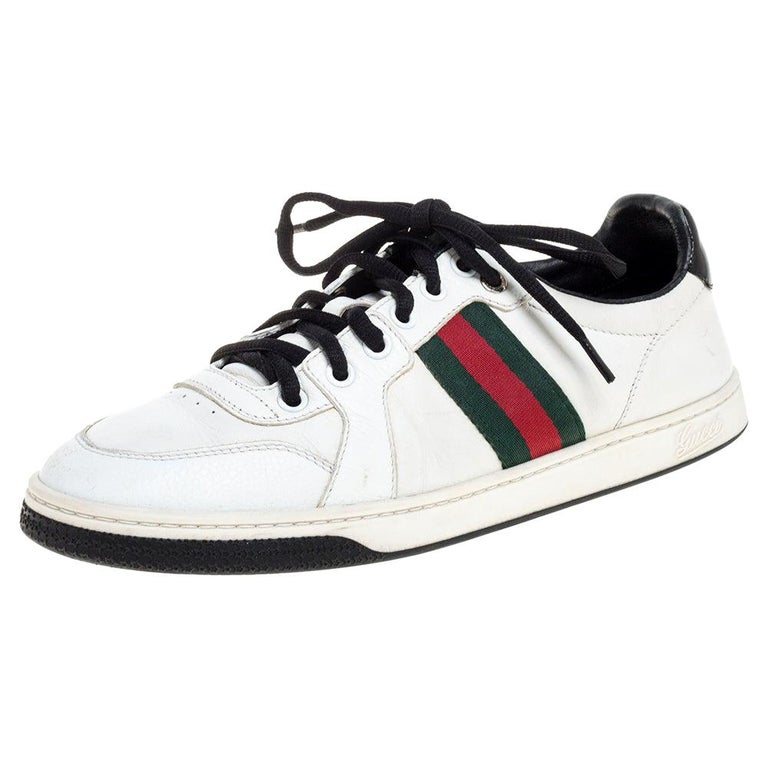 Gucci White Leather Ace Web Detail Low Top Sneakers Size 39 For Sale at  1stDibs