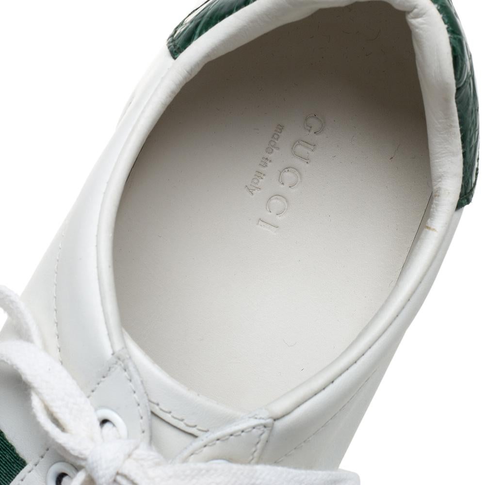 Men's Gucci White Leather Ace Web Detail Low Top Sneakers Size 40