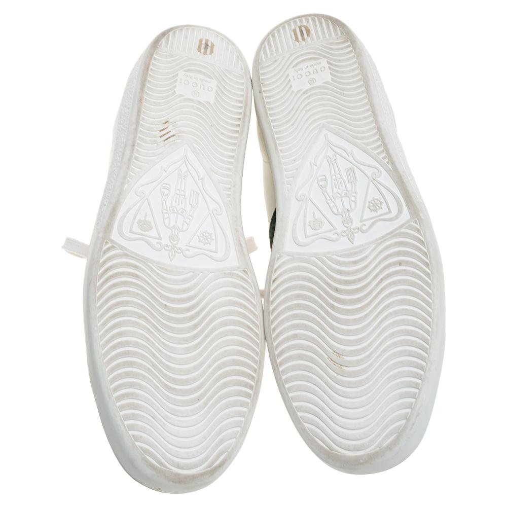 Gucci White Leather Ace Web Detail Low Top Sneakers Size 40 2