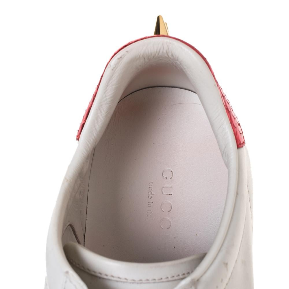 Gucci White Leather Ace Web Embellished Low Top Sneakers Size 37 1