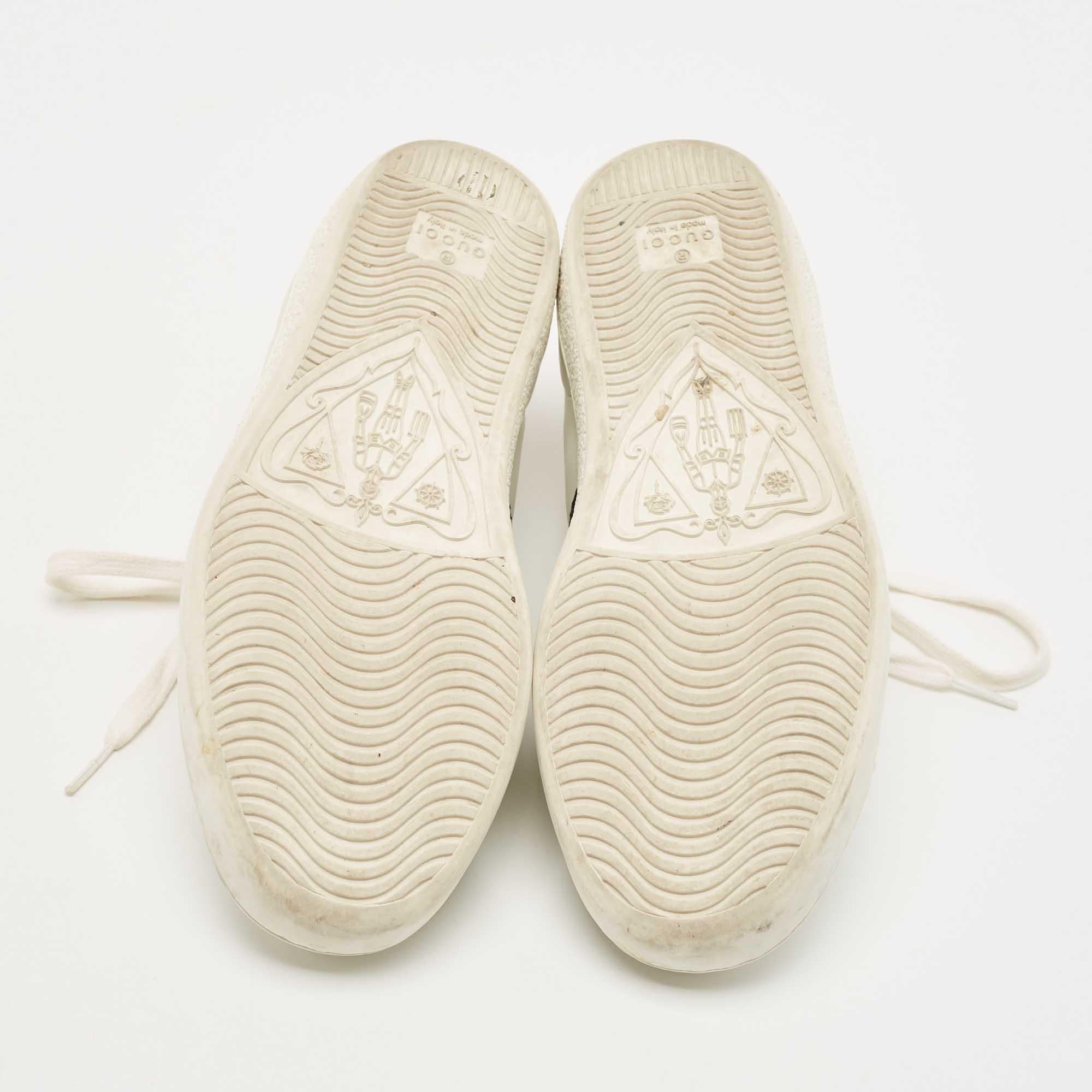 Gucci White Leather Ace Web Low Top Sneakers Size 36 2