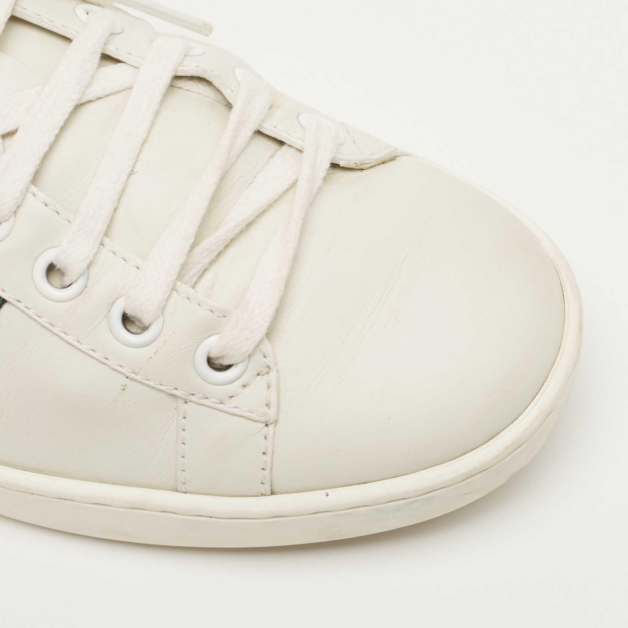 Gucci White Leather Ace Web Low Top Sneakers Size 36 3