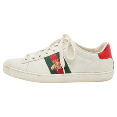Gucci White Leather Ace Web Low Top Sneakers Size 36