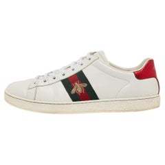 Gucci White Leather Ace Web Low Top Sneakers Size 39