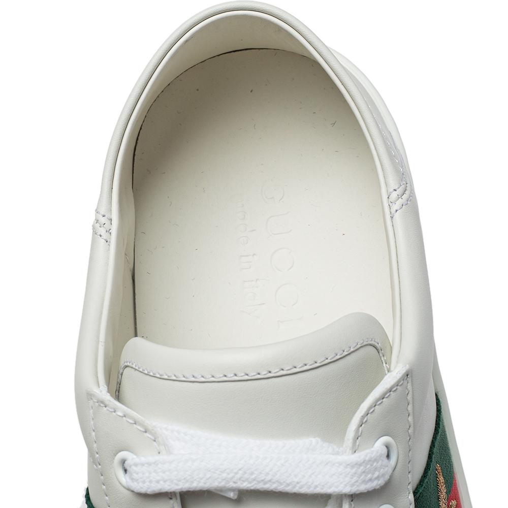 Gucci White Leather Ace Web Low Top Sneakers Size 40 1