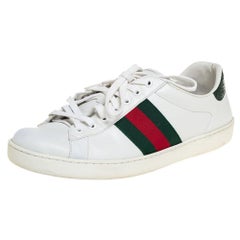 Gucci White Leather Ace Web Low Top Sneakers Size 42