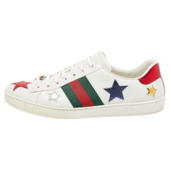Gucci White Leather Ace Web Low Top Sneakers Size 45