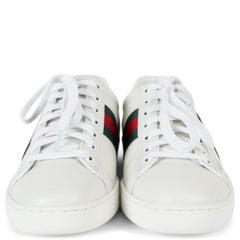 GUCCI Weiße ACE WEB Turnschuhe aus Leder ACE WEB Schuhe 37