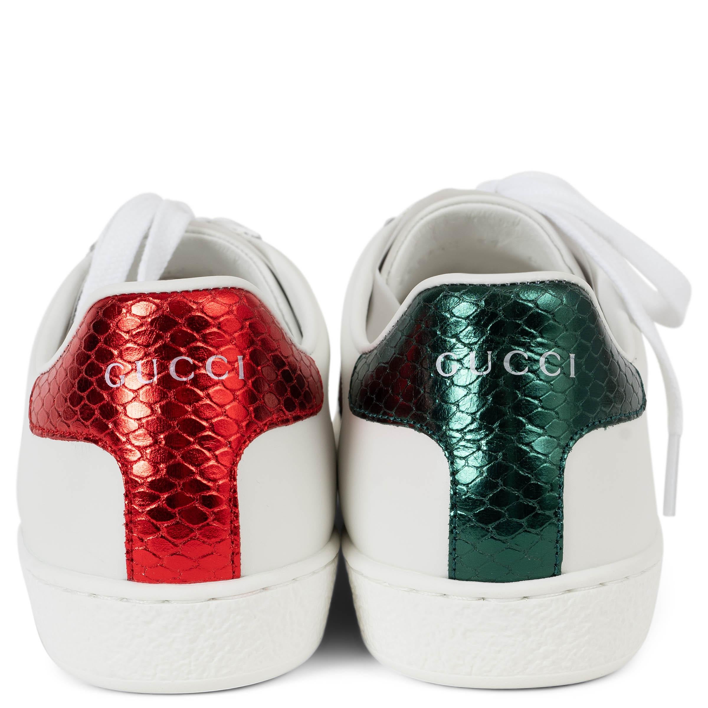 GUCCI Weiße ACE WEB Turnschuhe aus Leder ACE WEB Schuhe 37 im Zustand „Hervorragend“ im Angebot in Zürich, CH