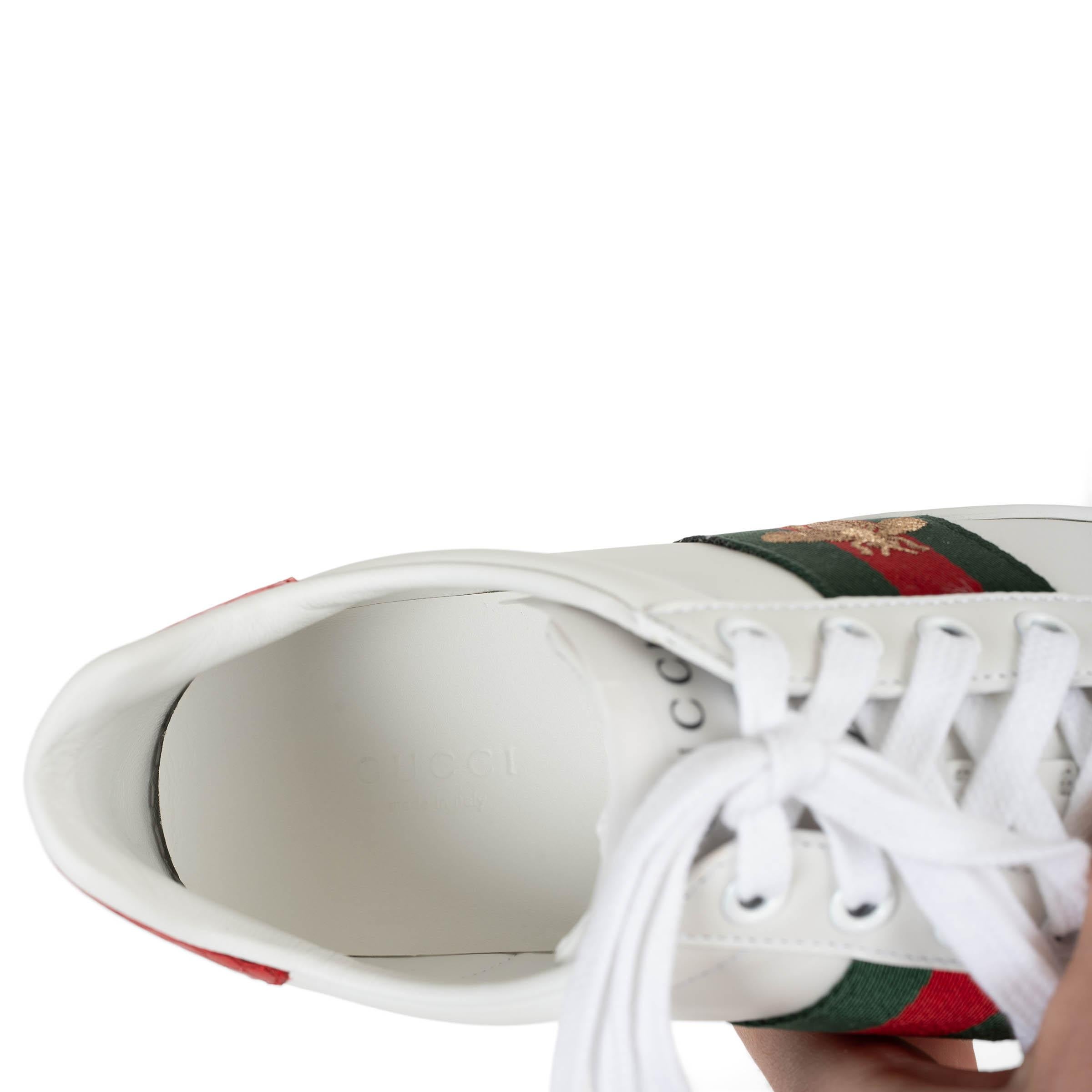 GUCCI Weiße ACE WEB Turnschuhe aus Leder ACE WEB Schuhe 37 im Angebot 2