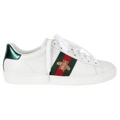 GUCCI white leather ACE WEB Sneakers Shoes 37