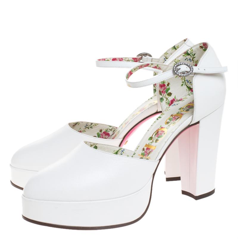 white leather platform pumps