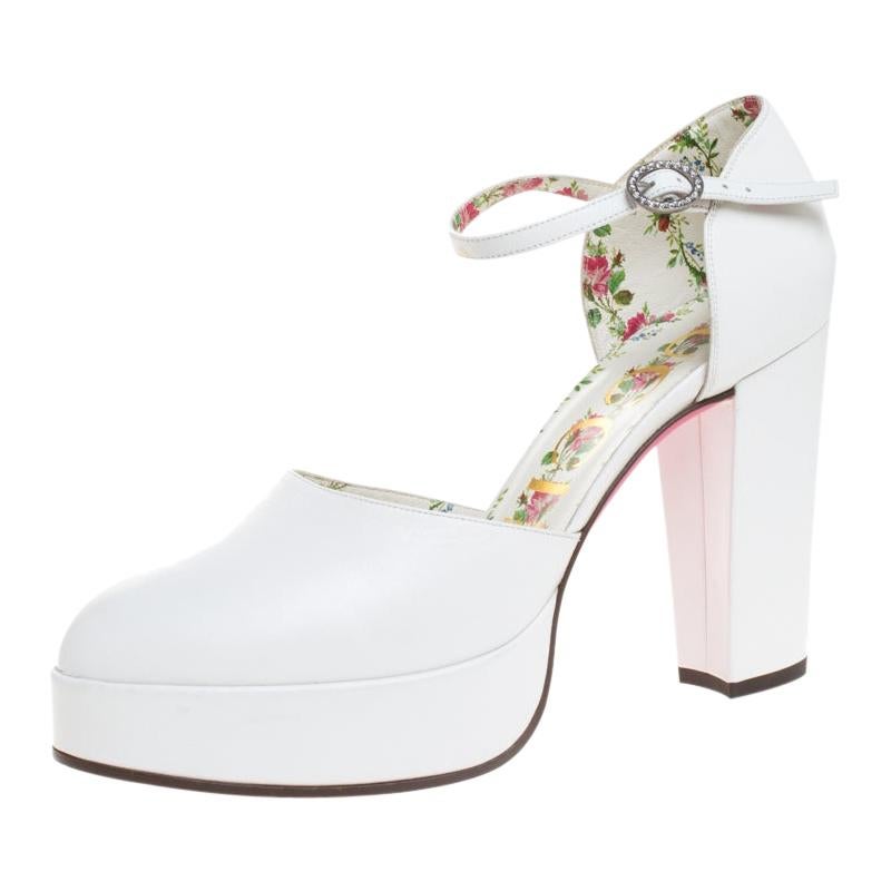 white leather platform pumps