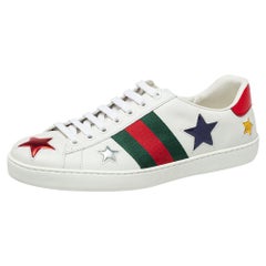 Gucci White Leather And Canvas Star Ace Sneakers Size 40