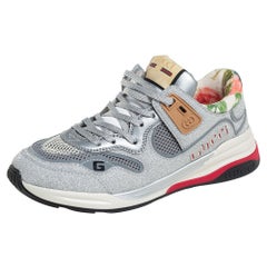 Gucci White Leather And Crystal Lightning Bolt Ace Low Top Sneakers Size 36