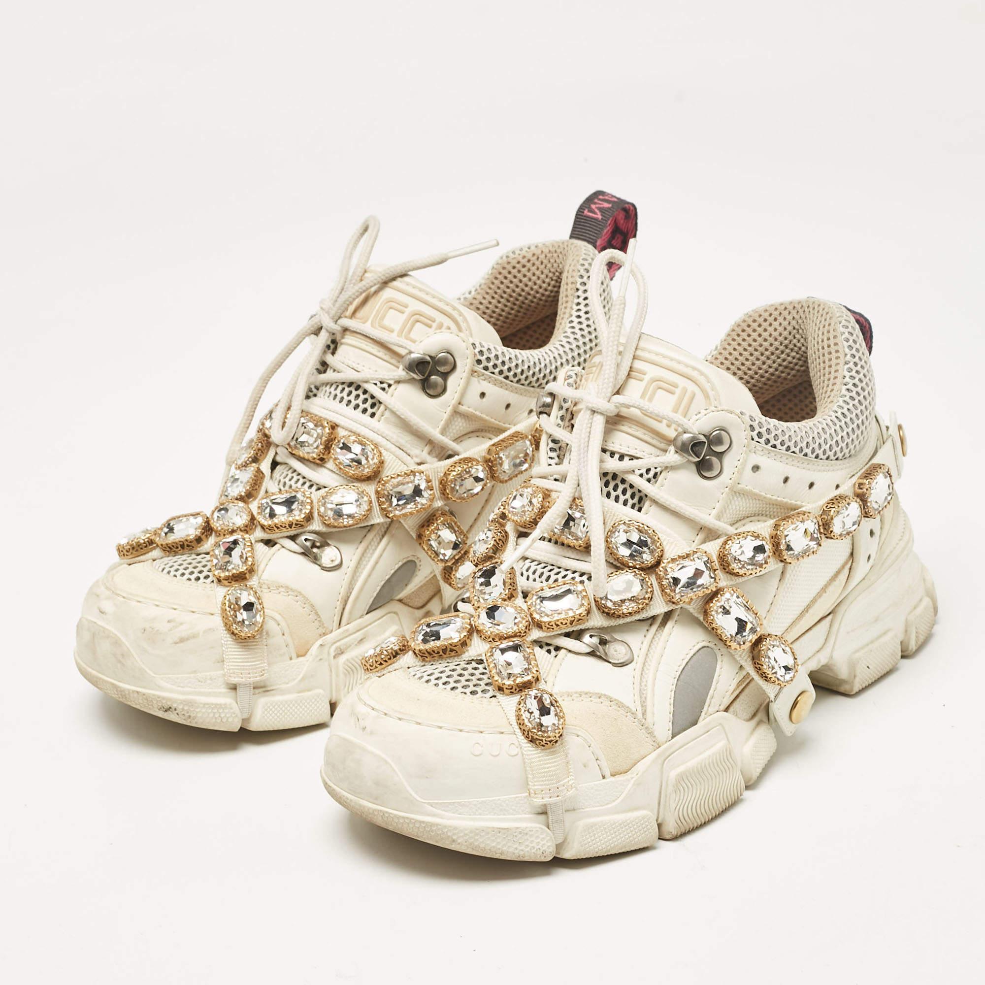 Elevate your footwear game with these Gucci chunky sneakers. Combining high end aesthetics and unmatched comfort these sneakers are a symbol of modern luxury and impeccable taste.