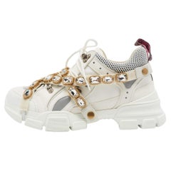 Gucci White Leather And Mesh Flashtrek Chunky Sneakers Size 40