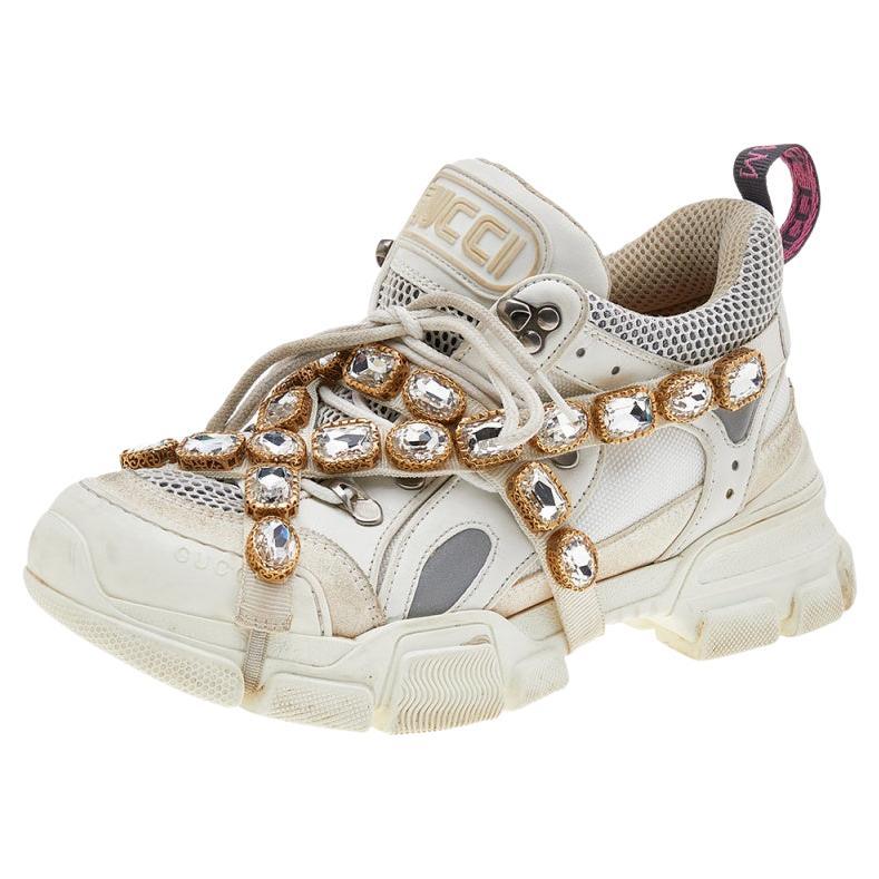 Gucci White Leather And Mesh Flashtrek Embellished Low To Sneakers Size 39  at 1stDibs | gucci white flashtrek sneakers, gucci embellished sneakers,  gucci flashtrek embellished sneakers