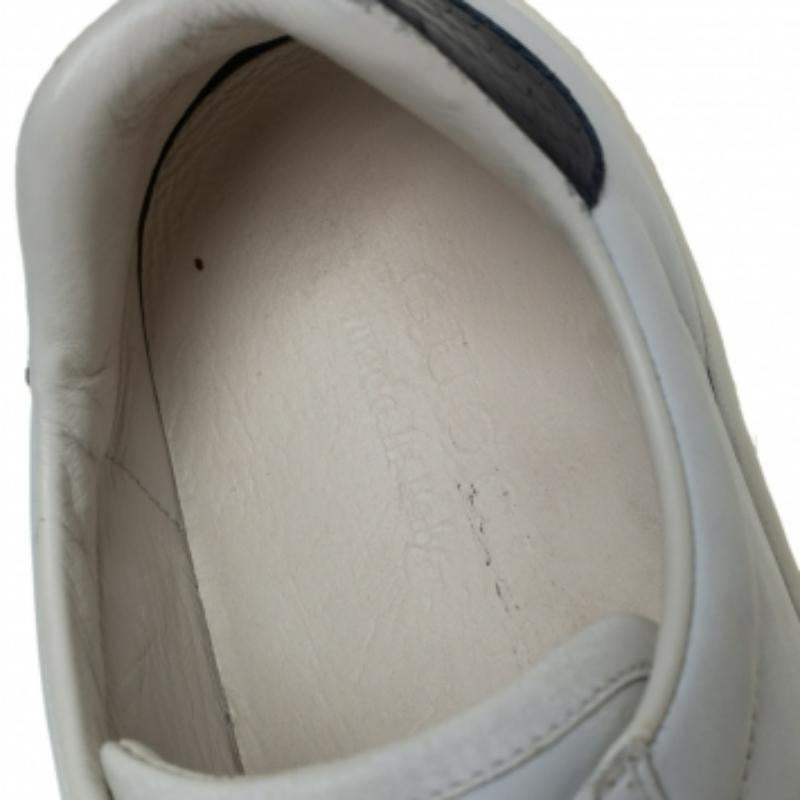 Gray Gucci White Leather  And Python Embossed Leather Ace Low Top Sneakers Size 40 For Sale