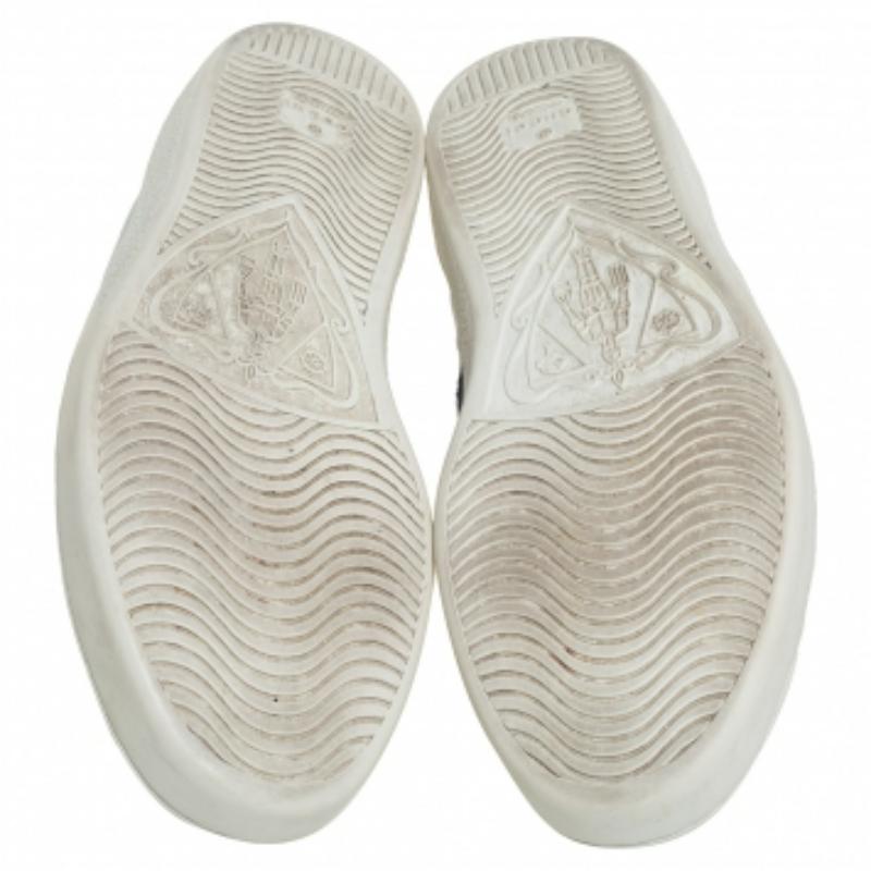Gucci White Leather  And Python Embossed Leather Ace Low Top Sneakers Size 40 For Sale 1
