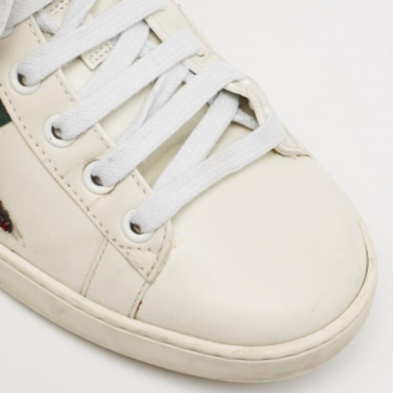 Gucci Weiß Leder und Schlangenhaut Ace Sneakers Größe 38 Damen im Angebot
