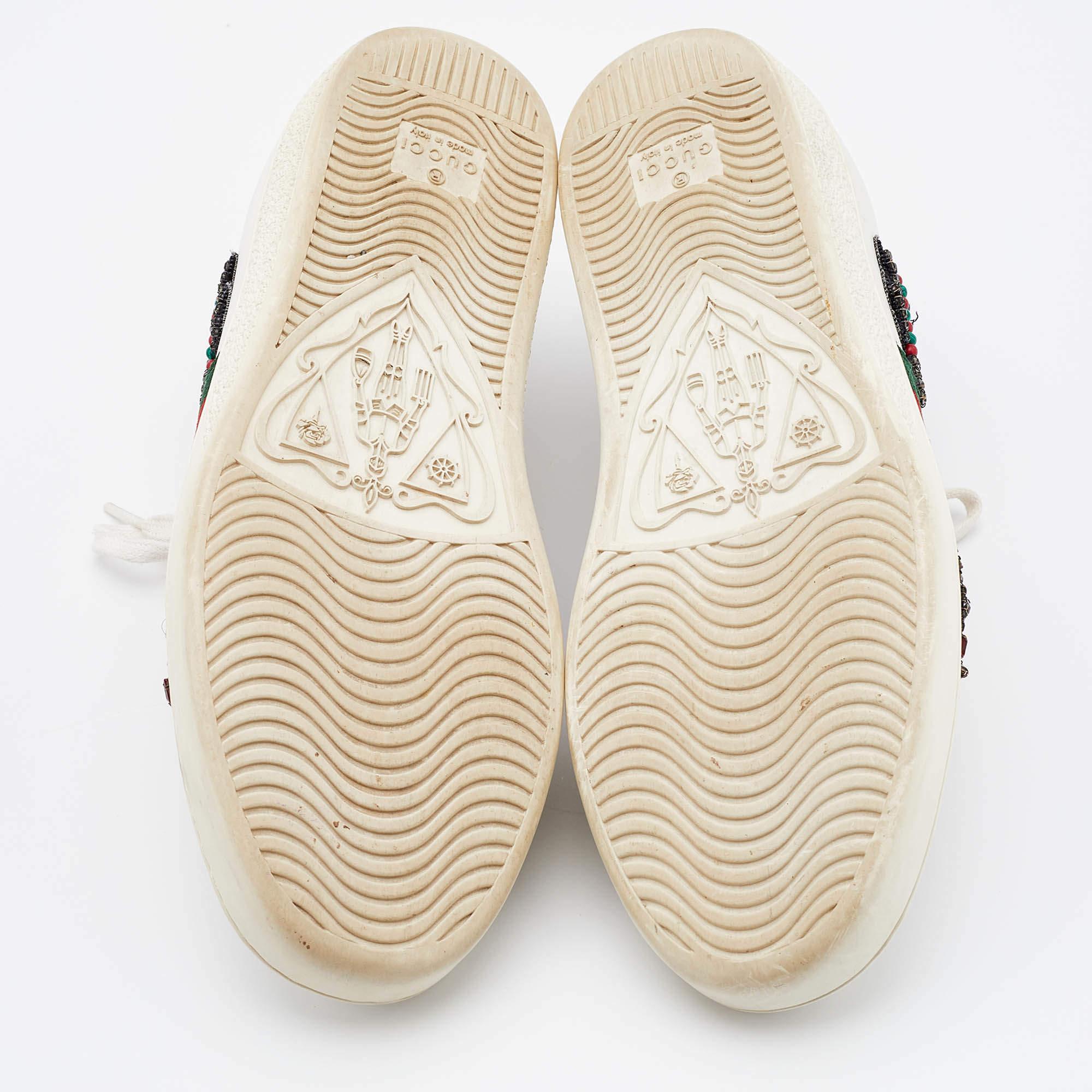 Gucci White Leather Arrow Embellished Ace Low Top Sneakers Size 37 3