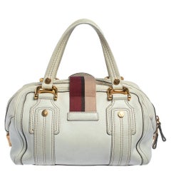 Gucci White Leather Aviatrix Medium Boston Bag