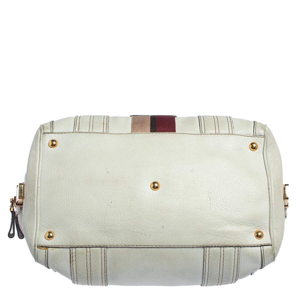 Women's Gucci White Leather Aviatrix Medium Boston Bag
