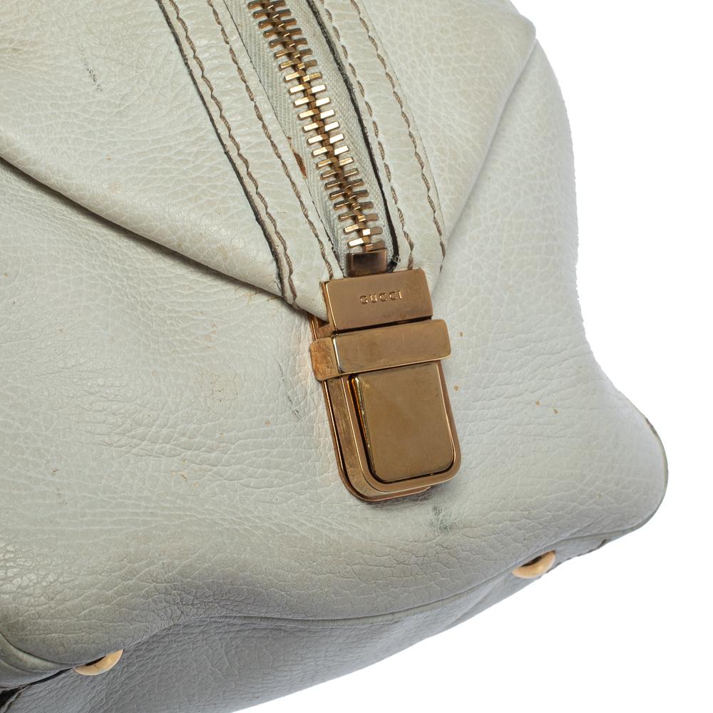 Gucci White Leather Aviatrix Medium Boston Bag 1
