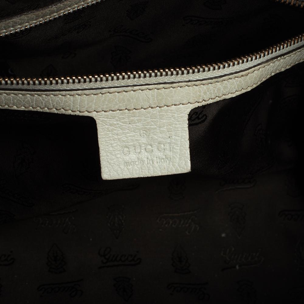 Gucci White Leather Aviatrix Medium Boston Bag 4