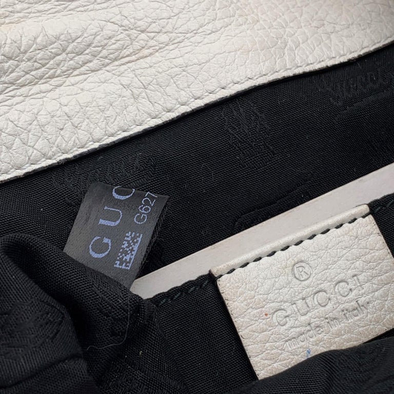 Gucci White Leather Bamboo Croisette Handbag Small Shoulder Bag