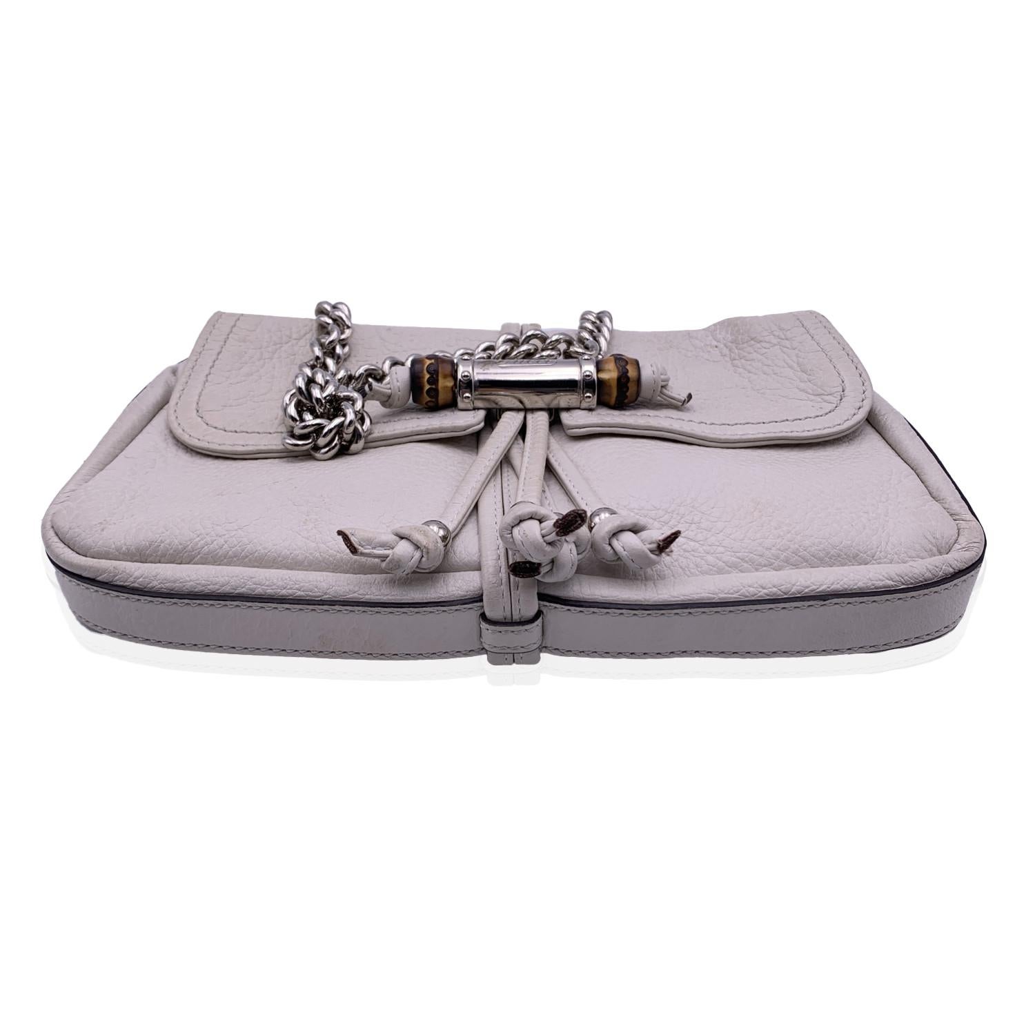 Gucci White Leather Bamboo Croisette Handbag Small Shoulder Bag In Good Condition In Rome, Rome