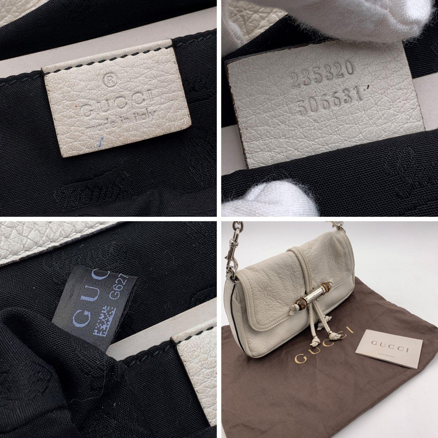 Gucci White Leather Bamboo Croisette Handbag Small Shoulder Bag 2
