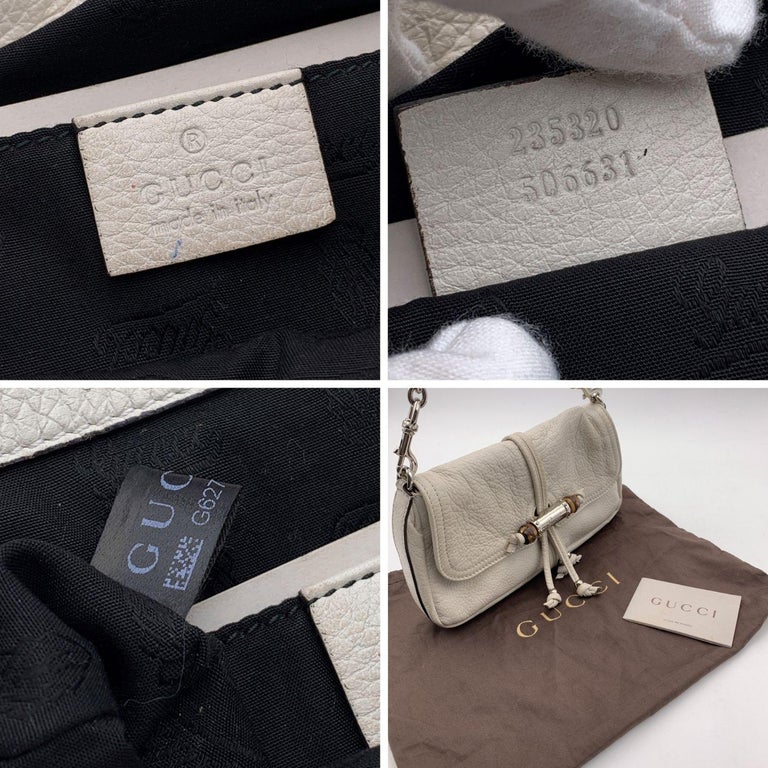 Gucci Black Leather Croisette Chain Bamboo Bag